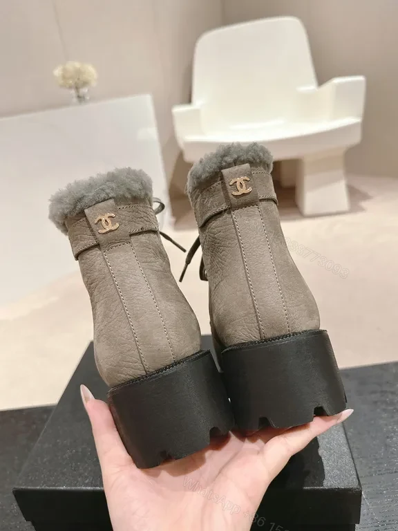 View 2 of Chanel-Inspired Warm Winter Boots with Luxe Stingray Texture