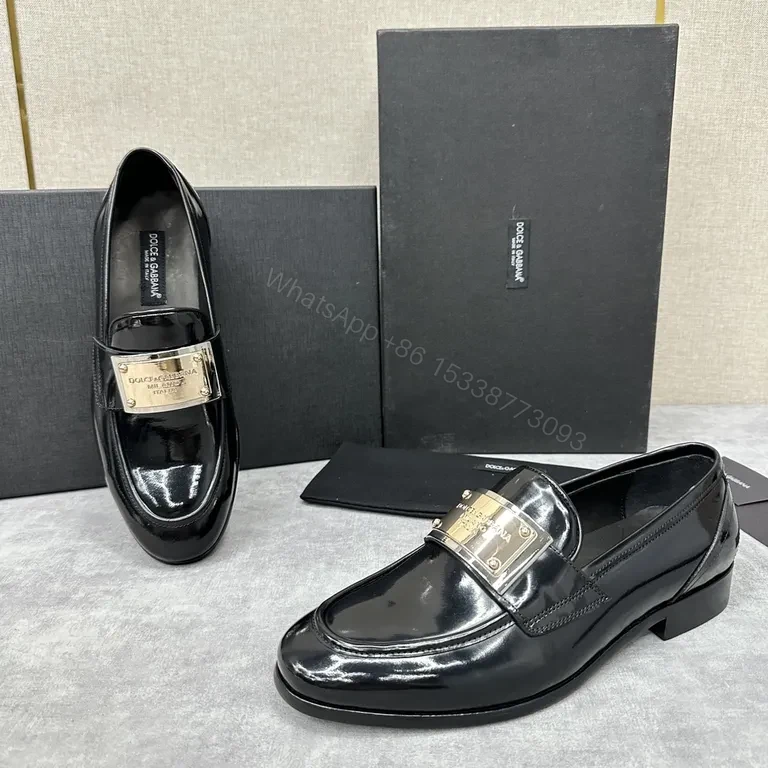 View 4 of Polished Leather Loafers with Metallic Accent â€” Bold Comfort Shoes