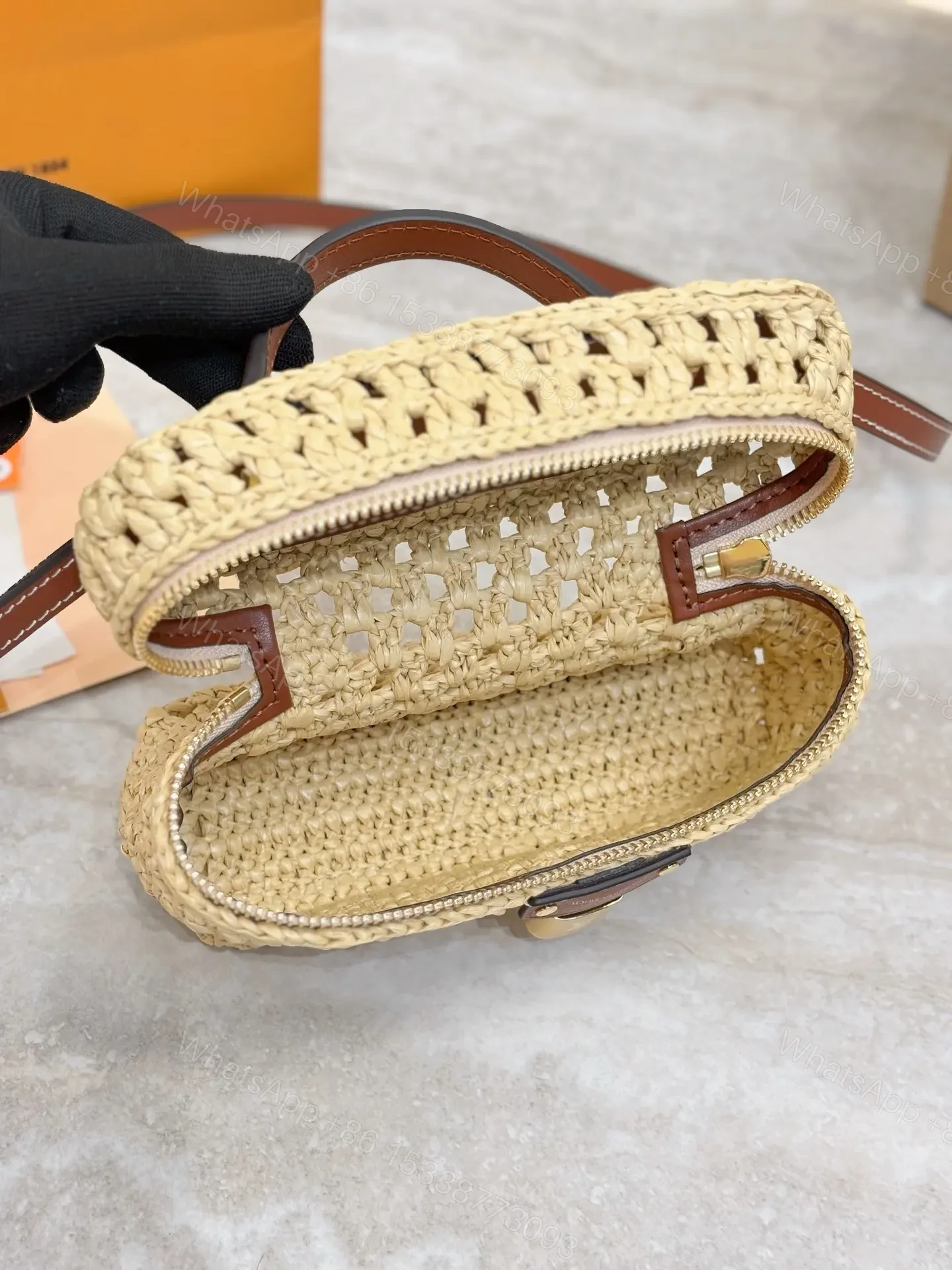 View 6 of Louis Vuitton Vanity Chain Pouch in raffia