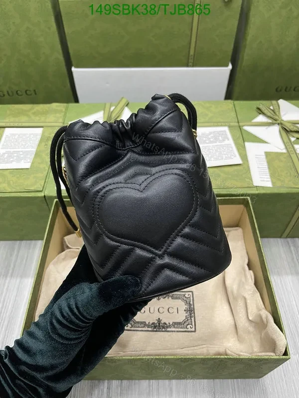View 6 of Gucci Red Matelassé Leather Mini Bucket Bag 575163