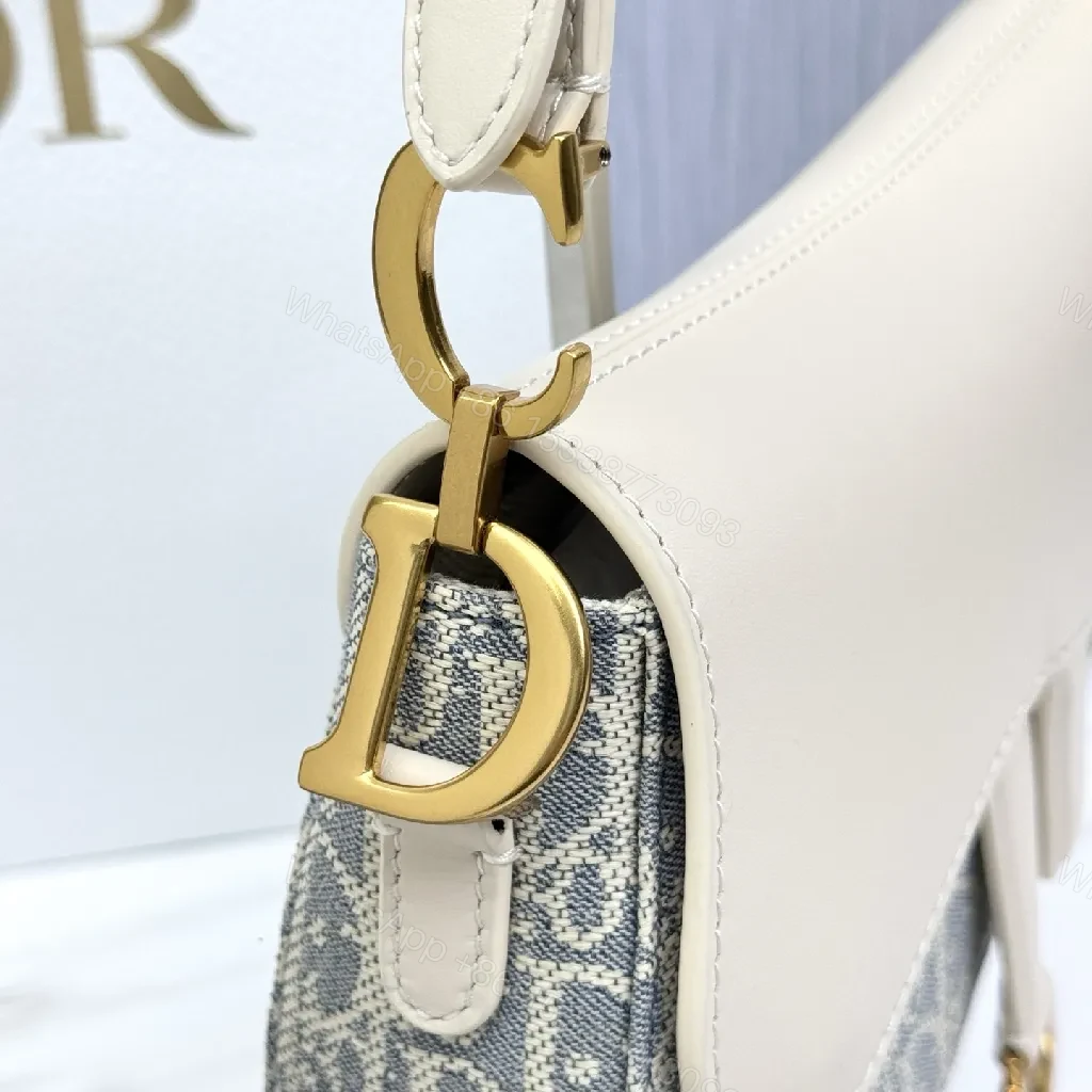 View 7 of Cream Leather Dior-Inspired Mini Saddle Bag