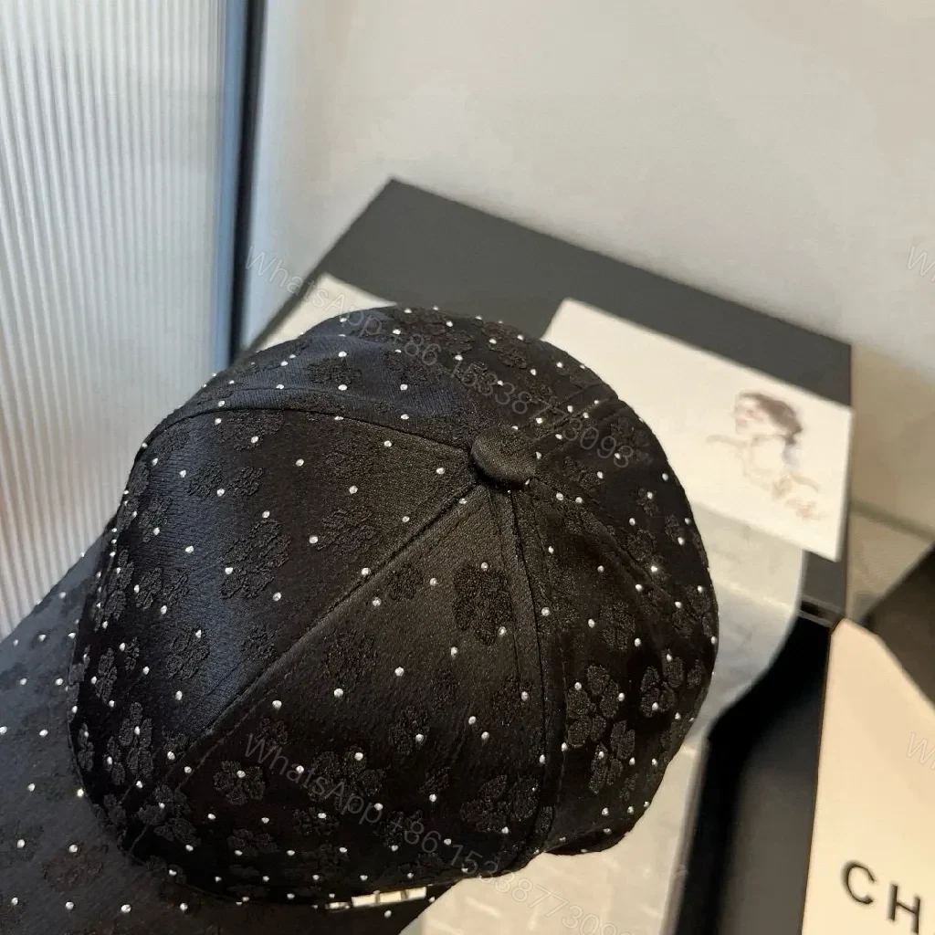View 8 of Black Diamond-Embellished Cap with Monogram Detail