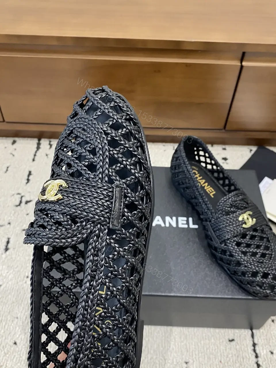 View 2 of Breathable Knit Moccasins with Gold Hardware - Lux Comfort