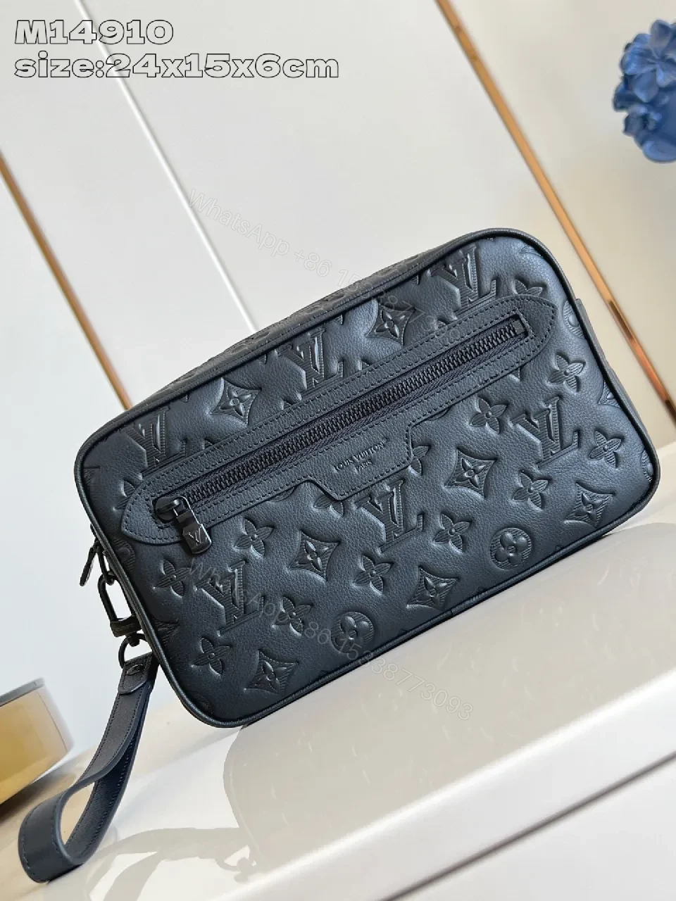View 5 of Dark Monochrome Faux-Leather Clutch: Luxe Minimalist Zip Bag
