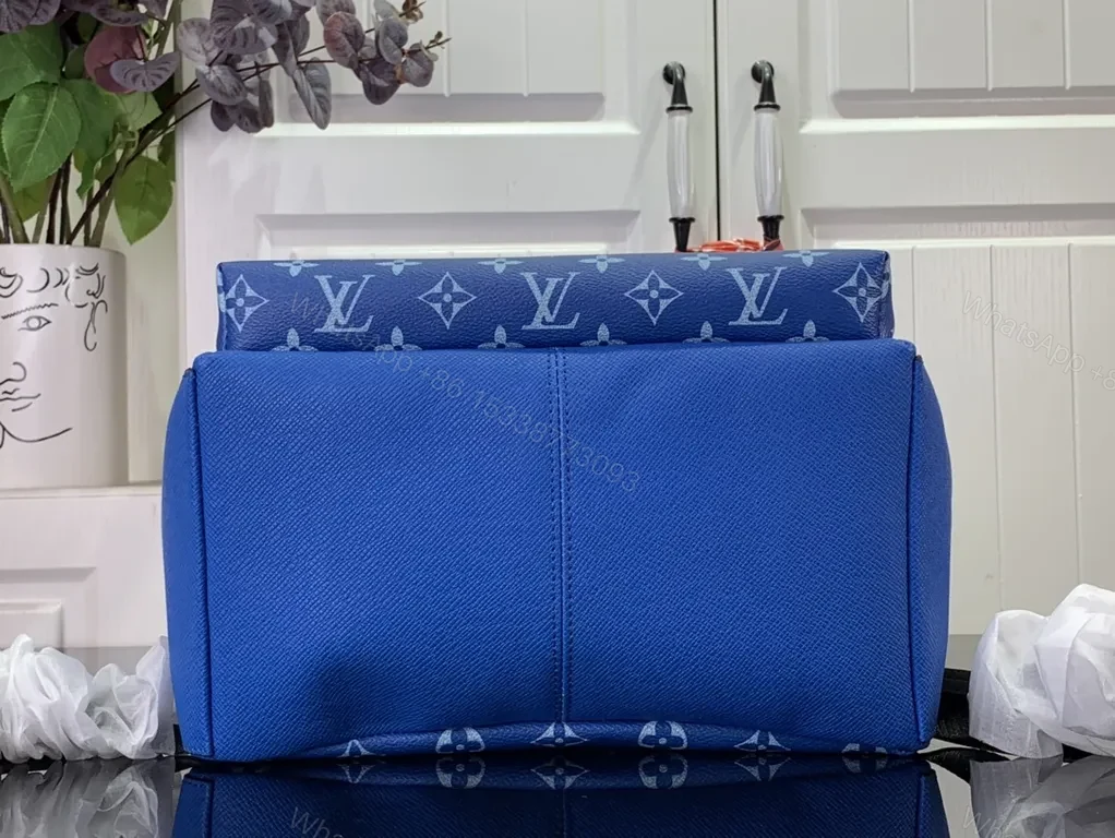 View 6 of Blue Monogram Luxe Backpack: Compact, Durable, Designer-Inspired