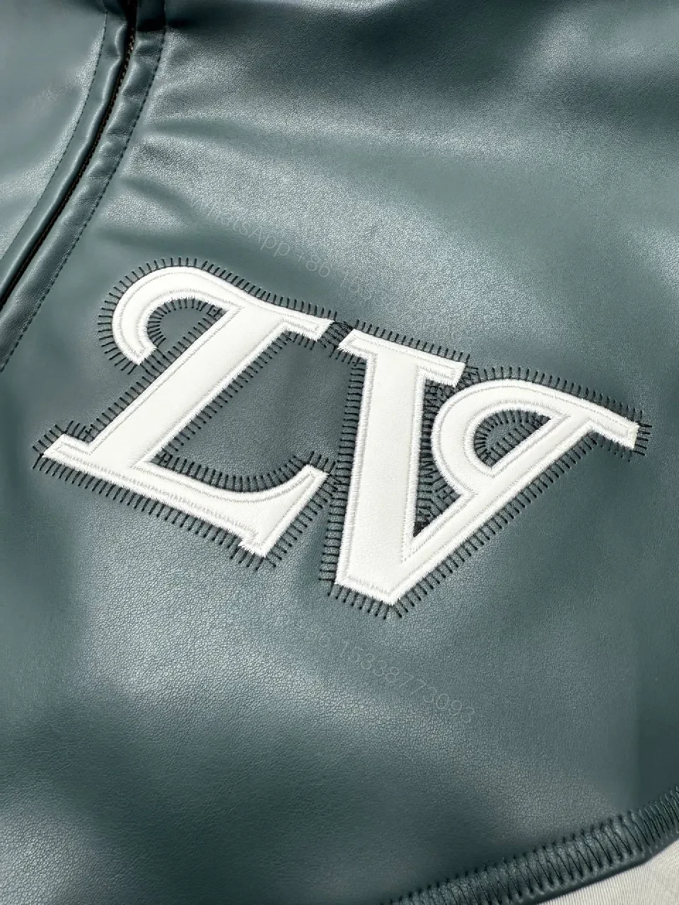 View 9 of Color-Blocked Leather-Accent Windbreaker with LV Detailing