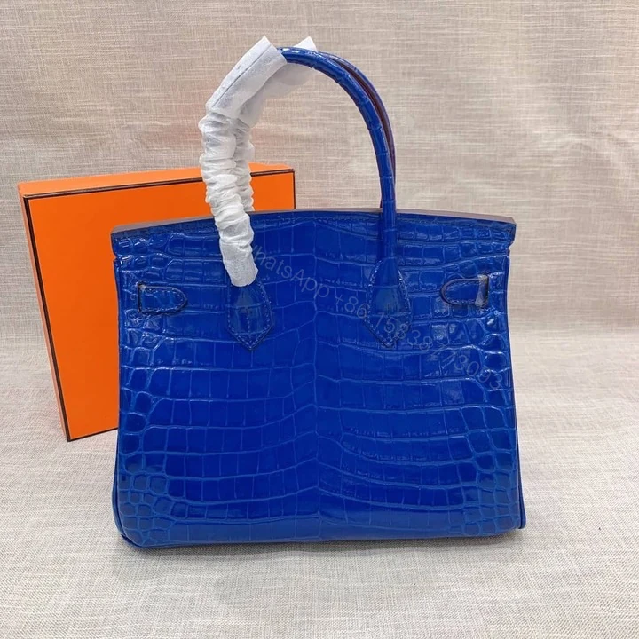 View 6 of Hermes Birkin 30 Crocodile Gold-Toned Hardware Dark Blue 30Cm