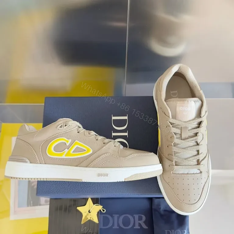 View 2 of Chic Dior-Inspired Low-Top Sneakers, Neutral Palette