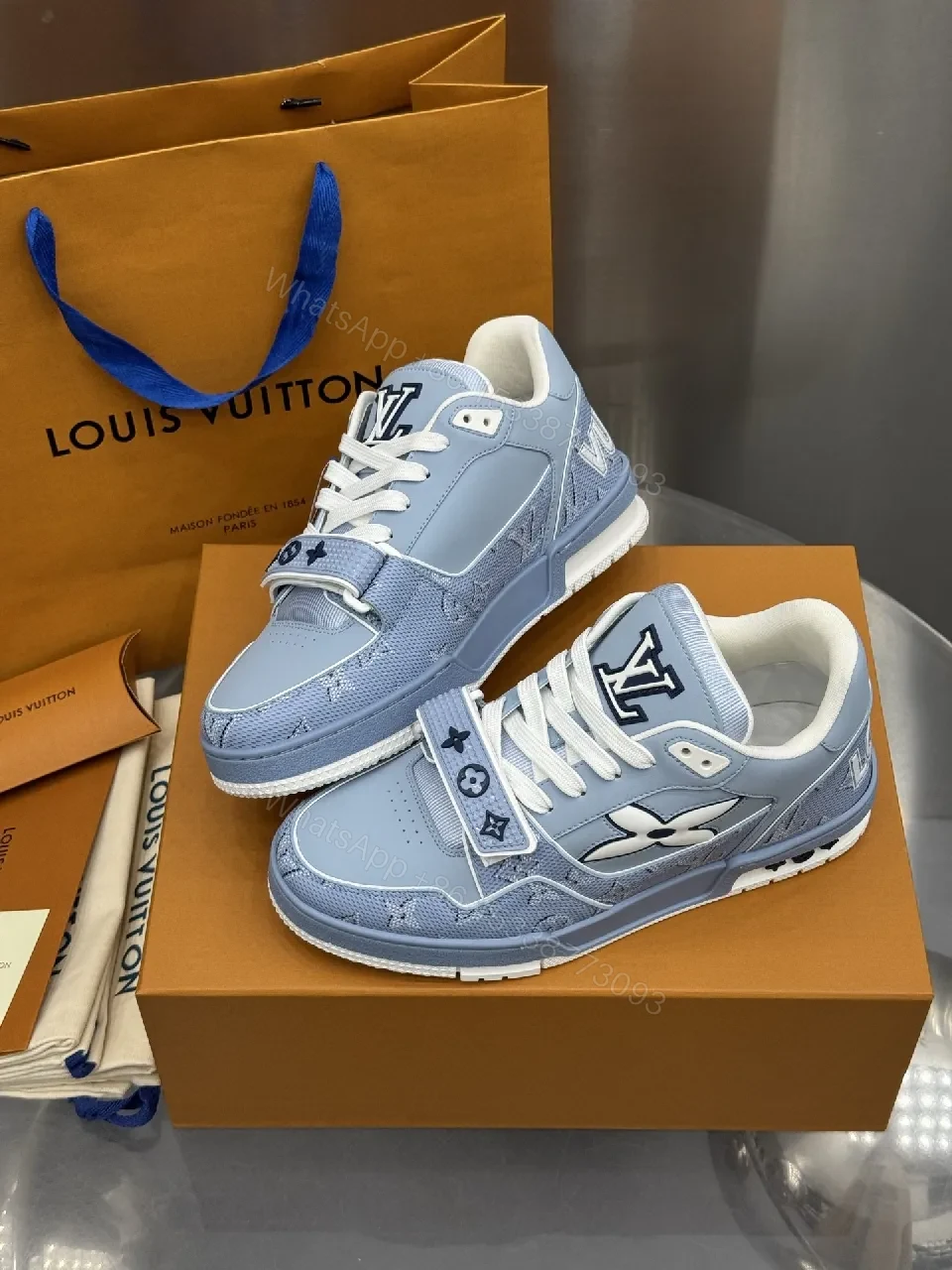 View 6 of Light-Blue Luxe High-Tops: Designer-Inspired Comfort Sneakers