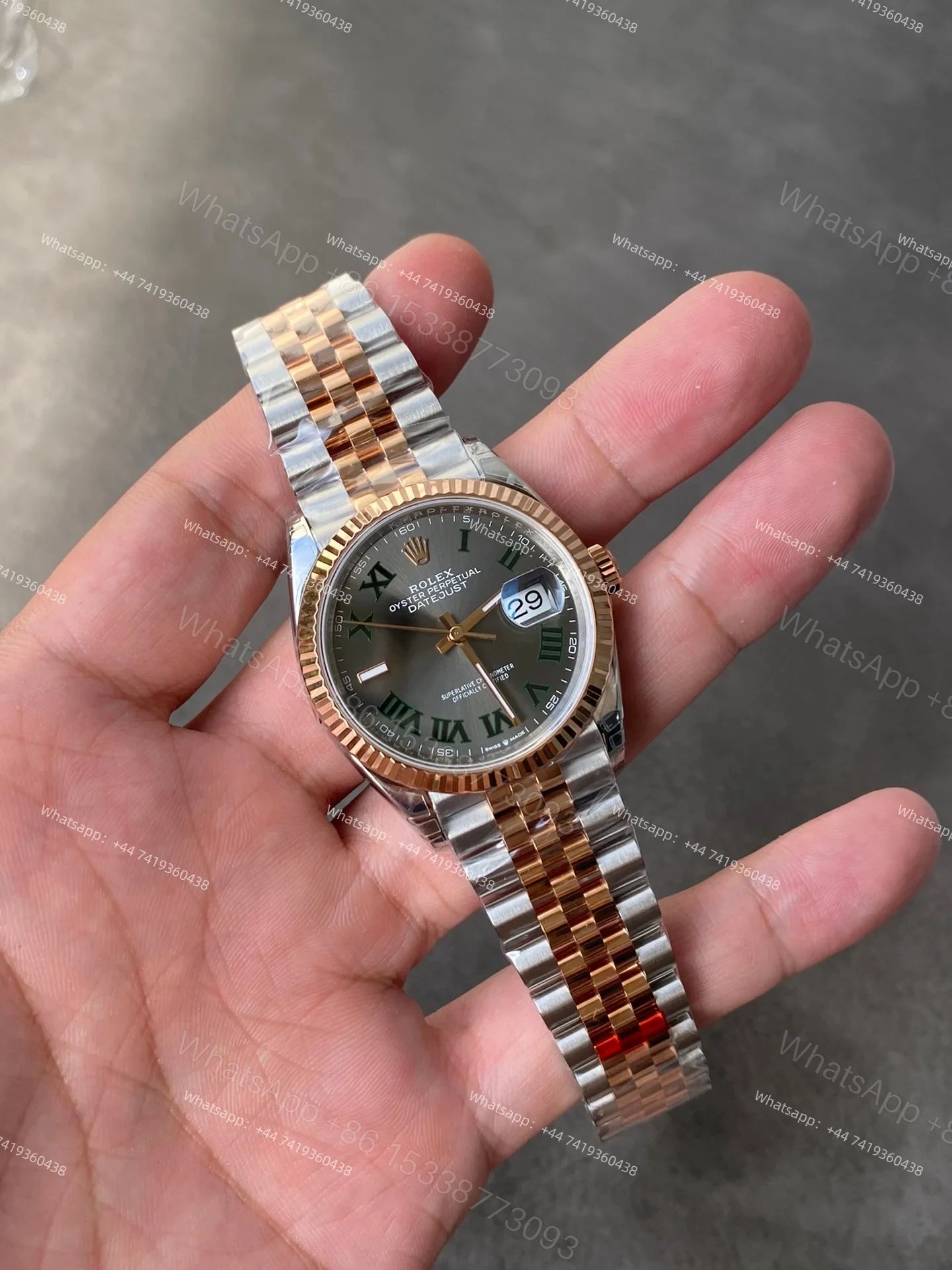 View 2 of Rolex Datejust M126231-0029 1:1 Replica Rose Gold Roman Gray Dial Jubilee 36MM 3235 Movement Super Clone Watch