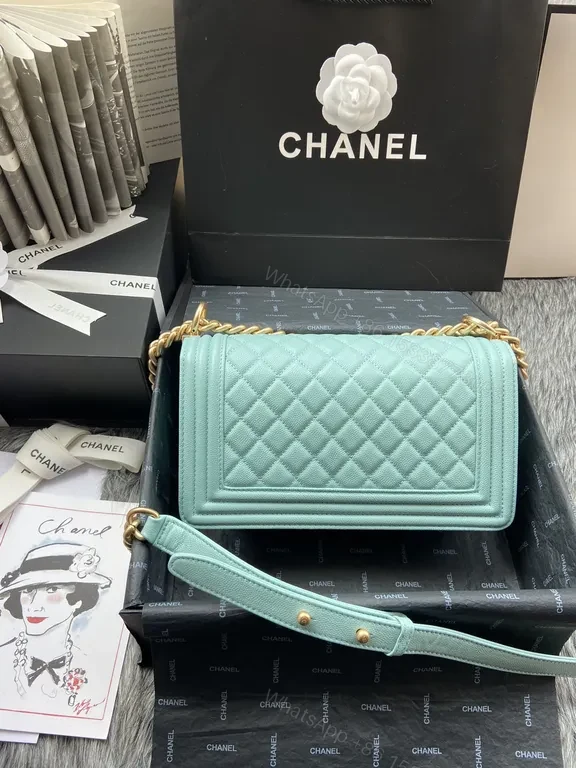 View 5 of Pastel Turquoise Quilted Crossbody with Gold Hardware Bag