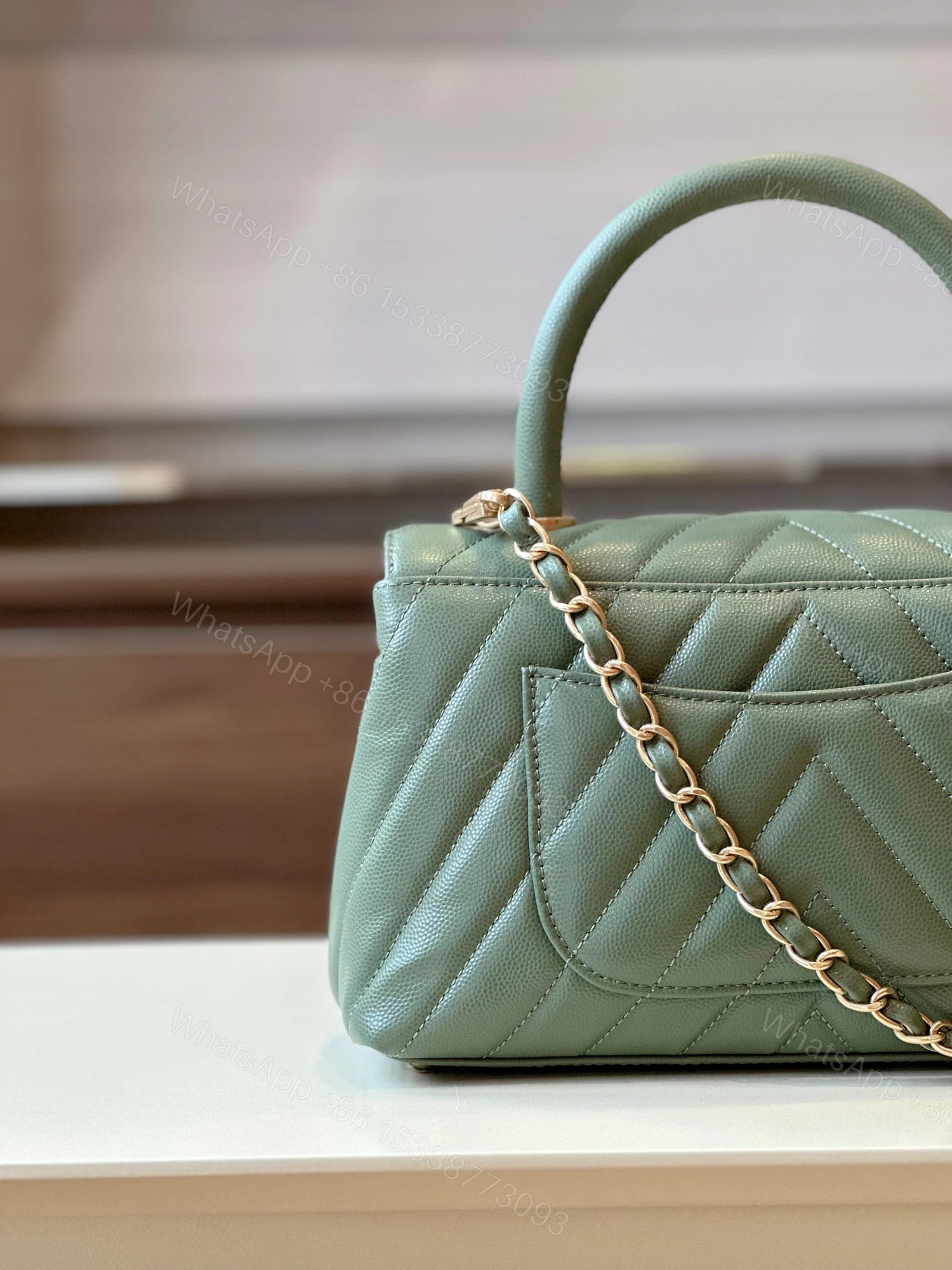 View 2 of Chanel Coco Handag V-Shaped Pattern With Lock Gold 25cm