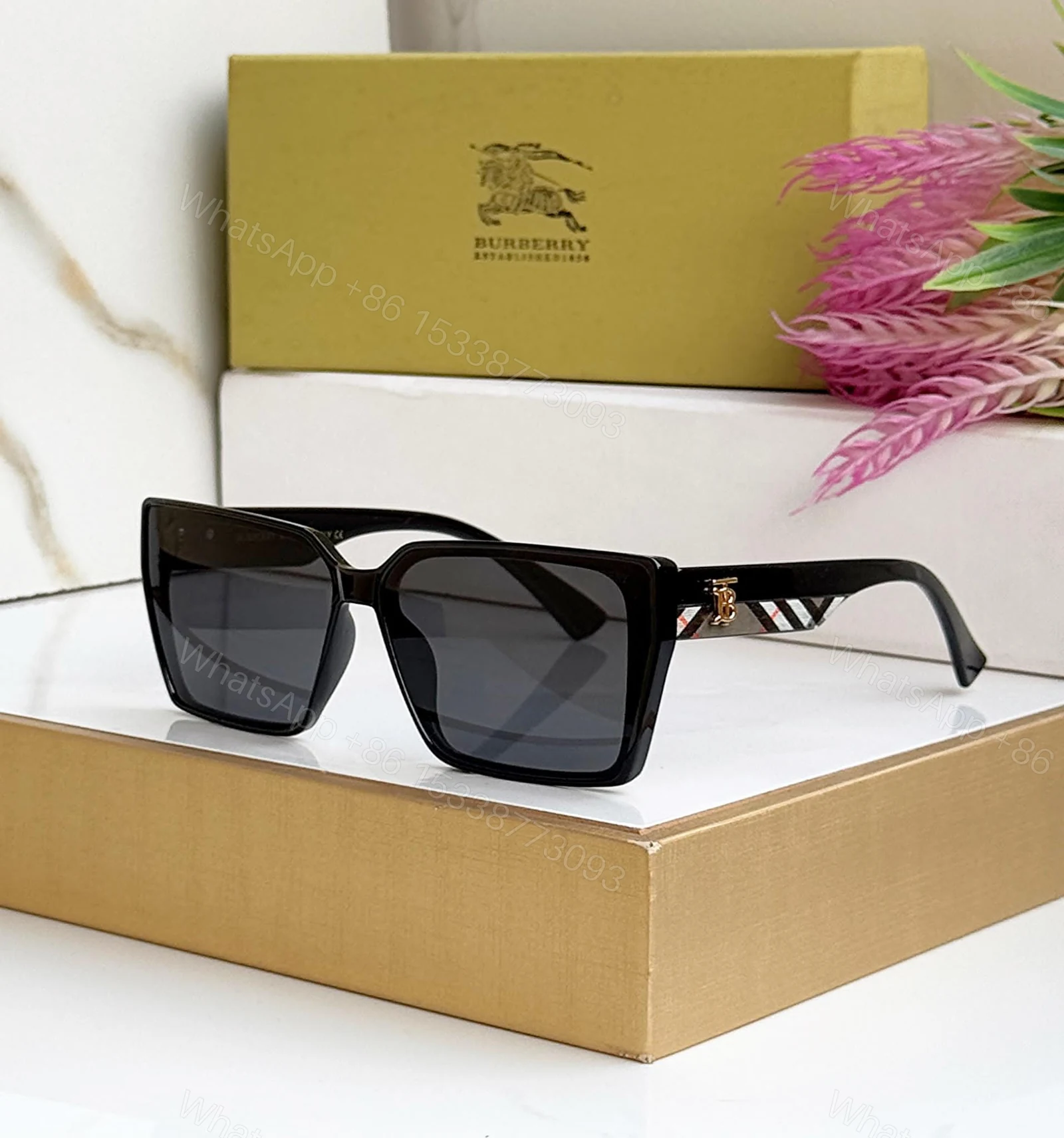 View 4 of Burberry Square Shades Transparent Gradient Lens