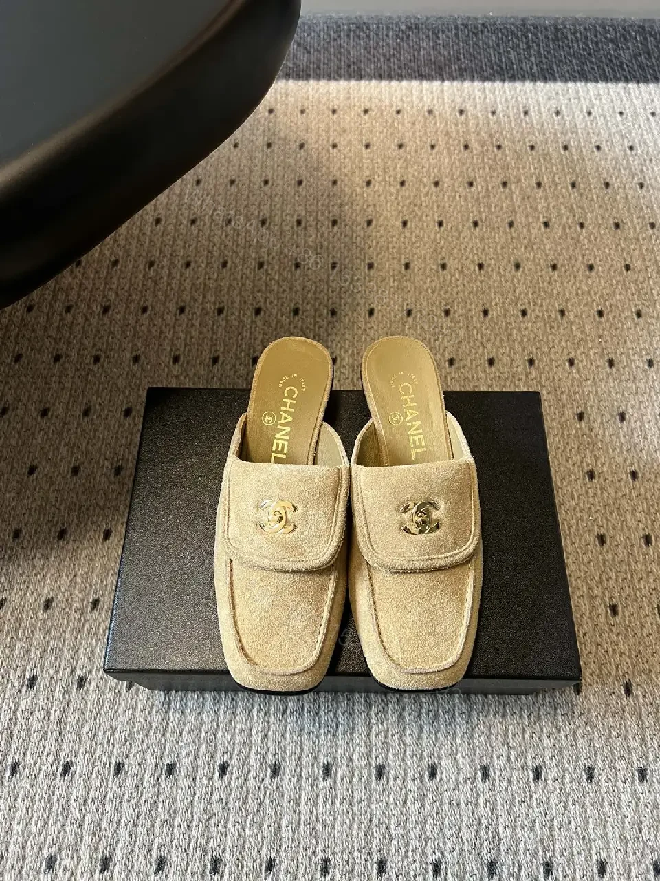 View 4 of Open-Front Suede Mules + Iconic Hardware + Casual Luxe Shoes