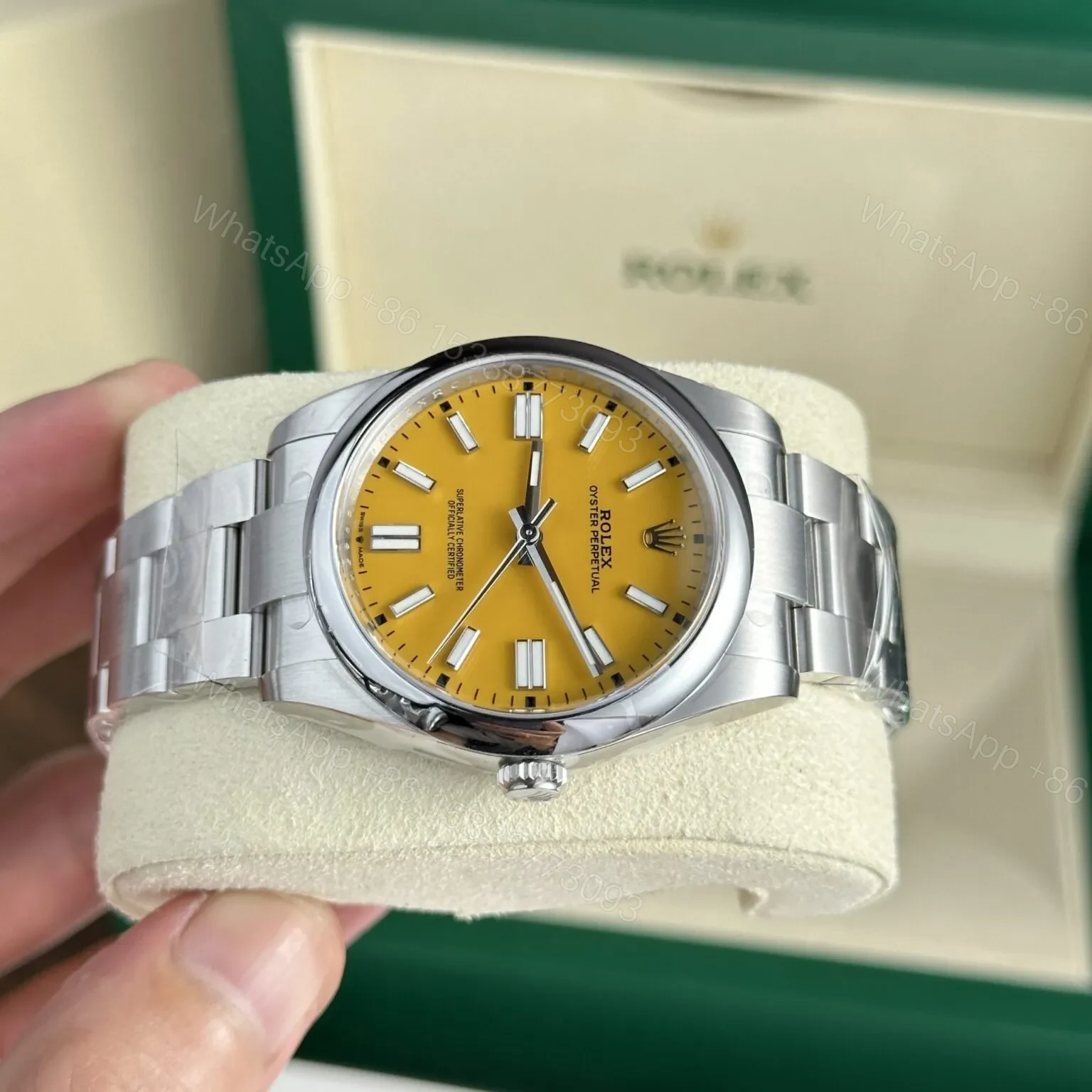 View 2 of Replica Rolex Oyster Perpetual Yellow Dial 124300 41 mm
