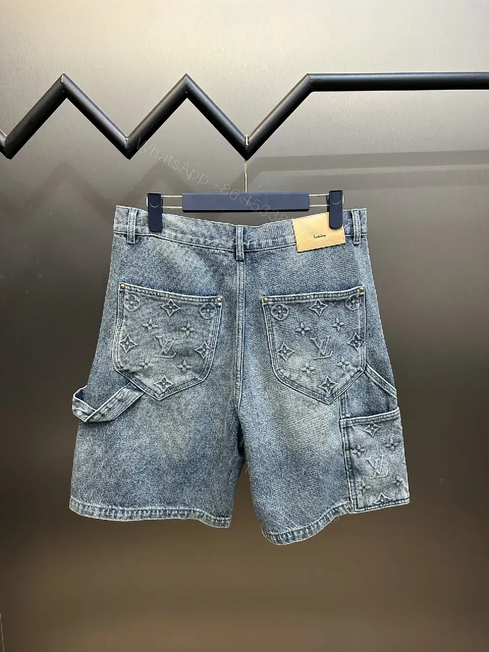 View 11 of Blue Denim Jeans Short - Louis Vuitton Embroidered Style Key Feature