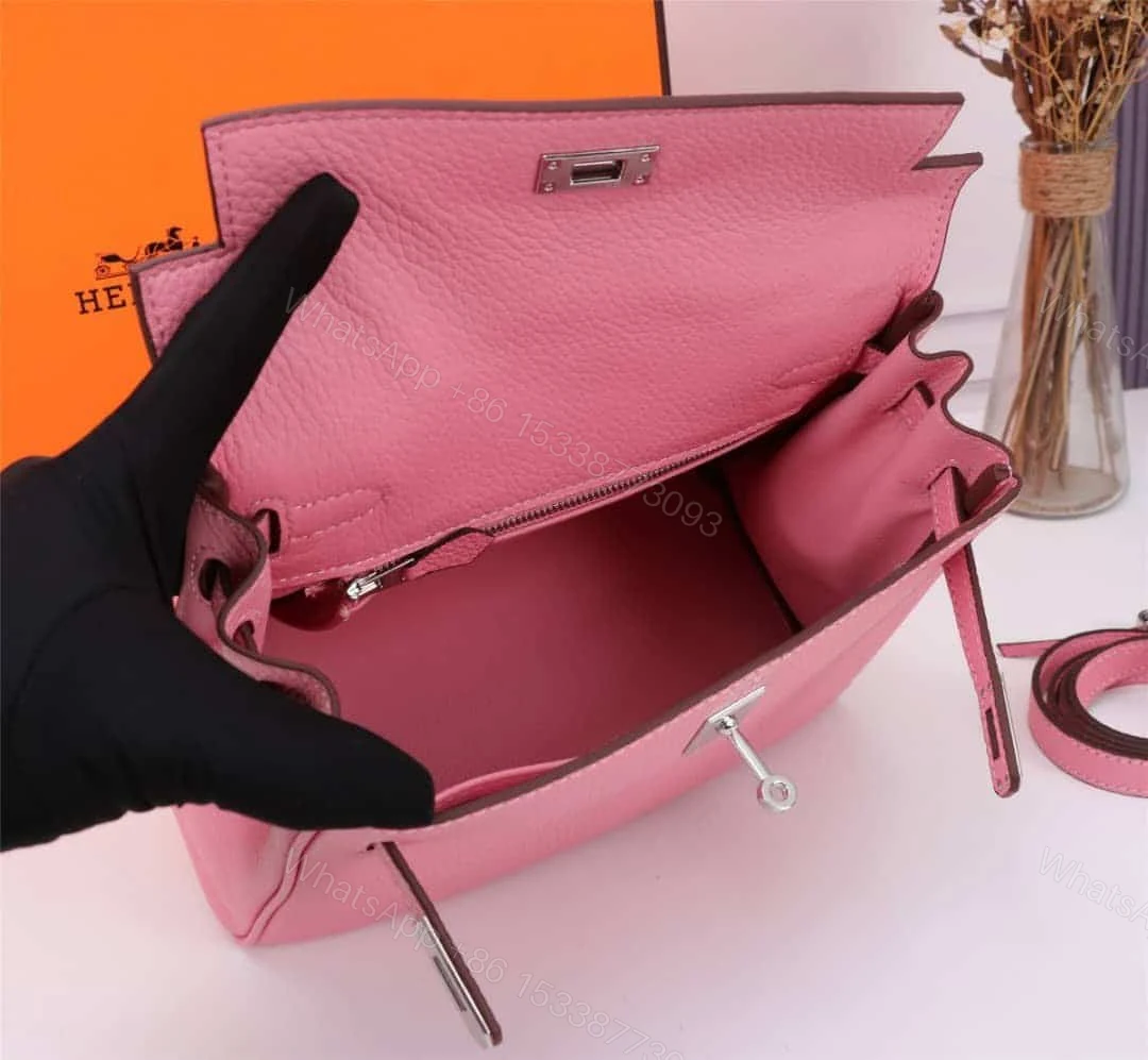 View 7 of HERMÈS KELLY 28 SELLIER HANDBAG IN ROSE CONFETTI EPSOM WITH PALLADIUM HARDWARE 28CM