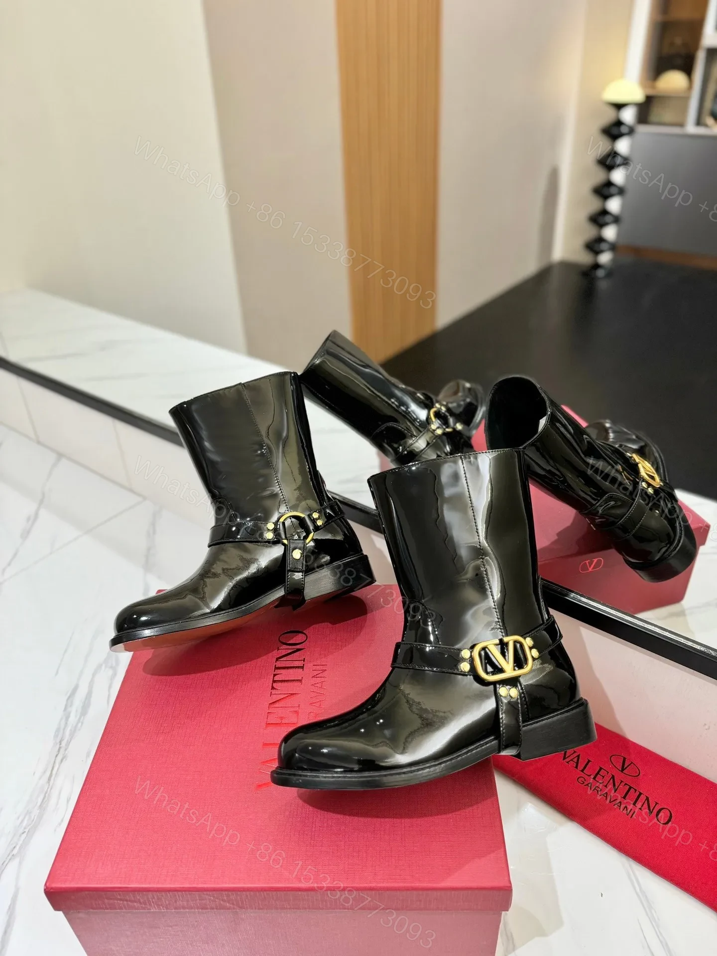 View 6 of Valentino Women Black Patent Leather Boots
