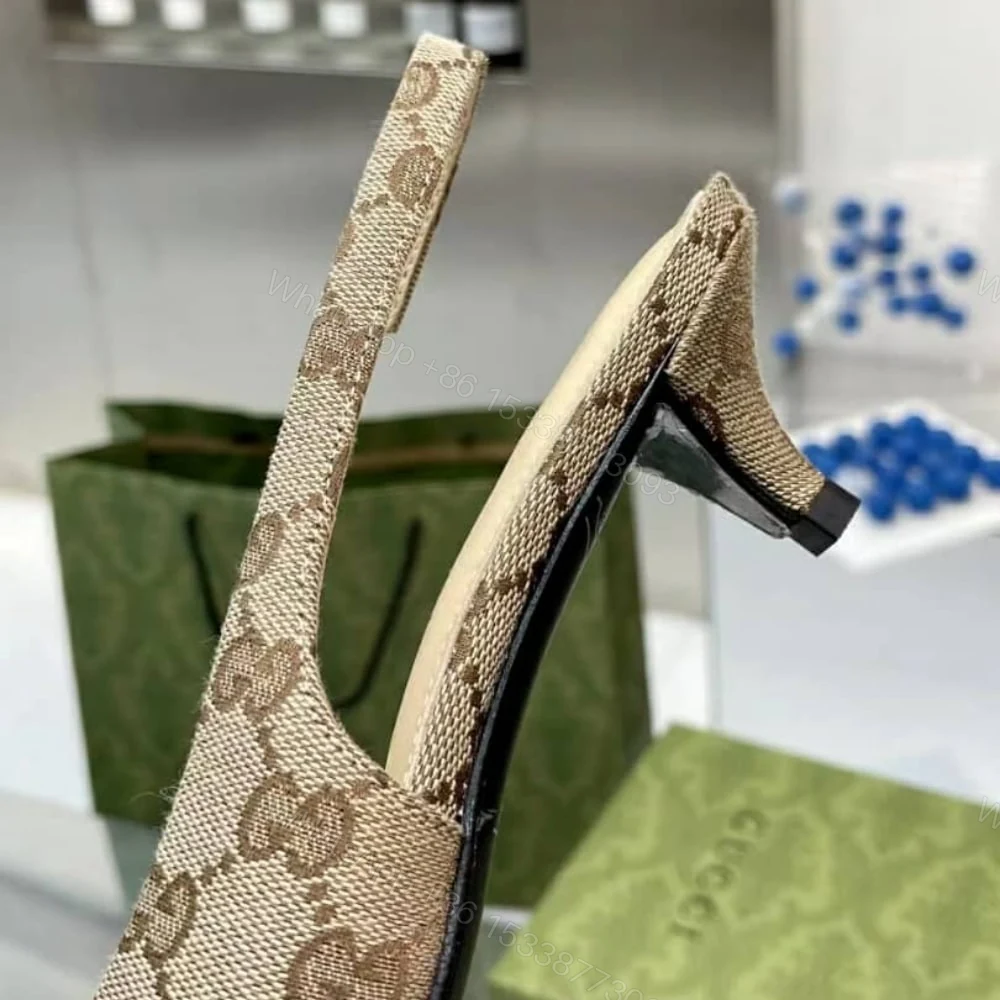 View 5 of Gucci Women’S GG Canvas Slingback Pump Beige And Ebony Original GG Canvas 782627 2HK80 9763