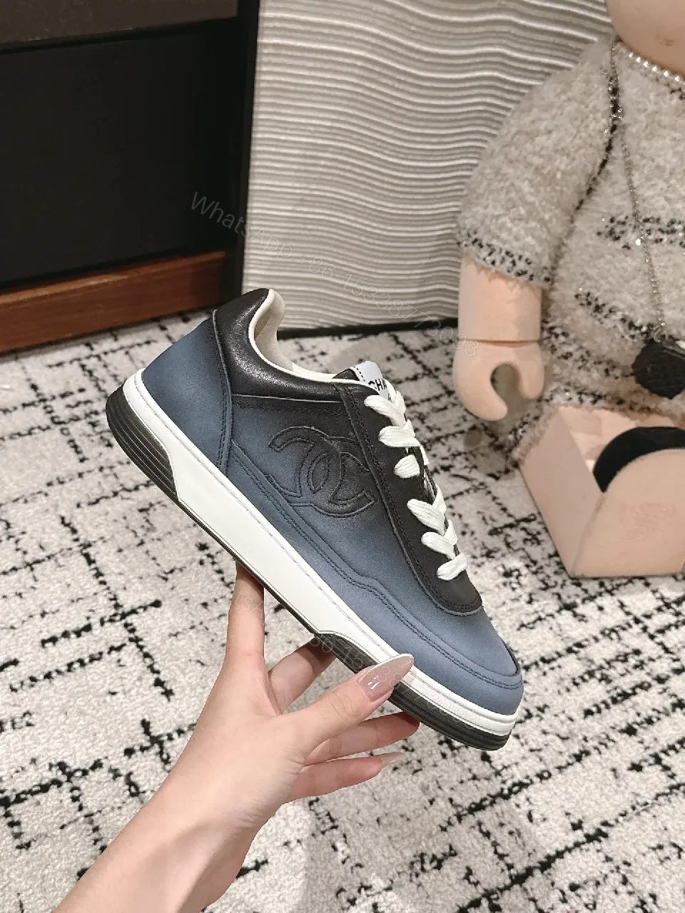 View 5 of Gradient Leather Sneakers: Urbane Comfort, Polished Detail