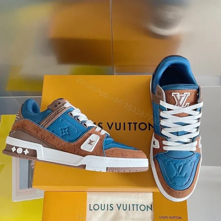 View 7 of Blue Suede & Caramel Leather LV-Style High-Tops: All-Day Comfort