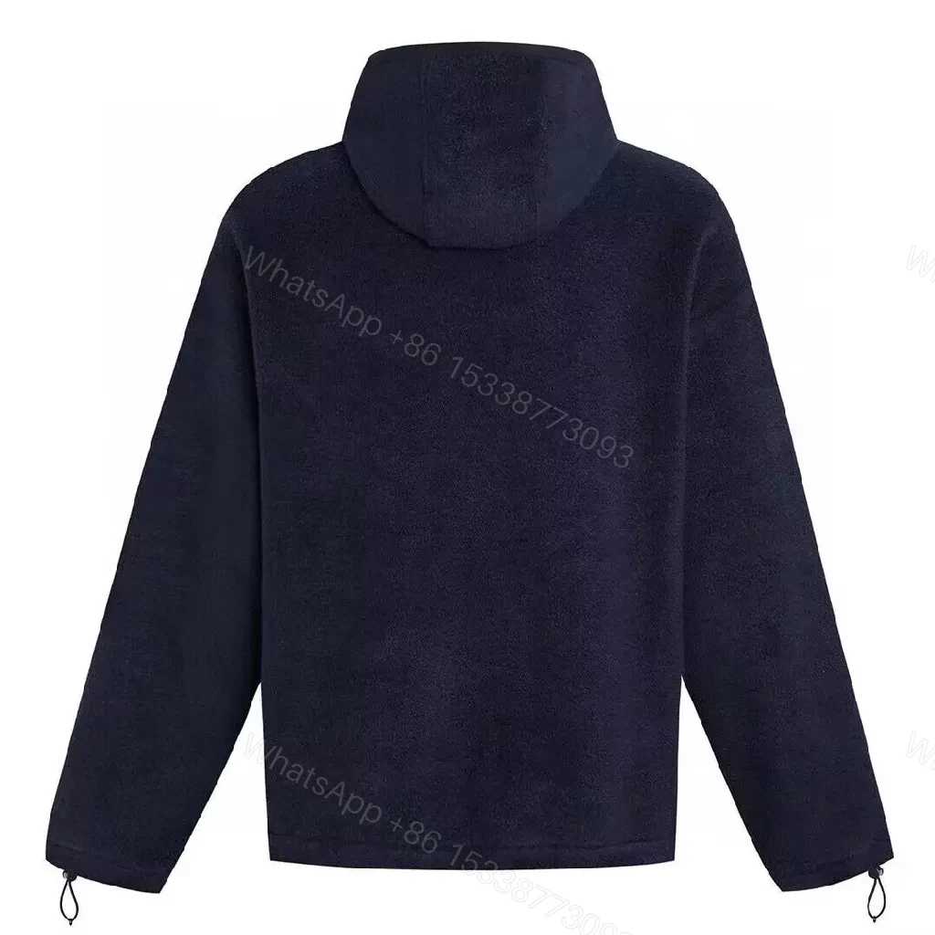 View 3 of Navy Fleece Zip Jacket – Minimalist Luxury Outerwear