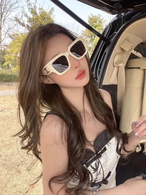 View 7 of Chic Off-White Acetate Sunglasses â€“ Bold Oversized Square Style