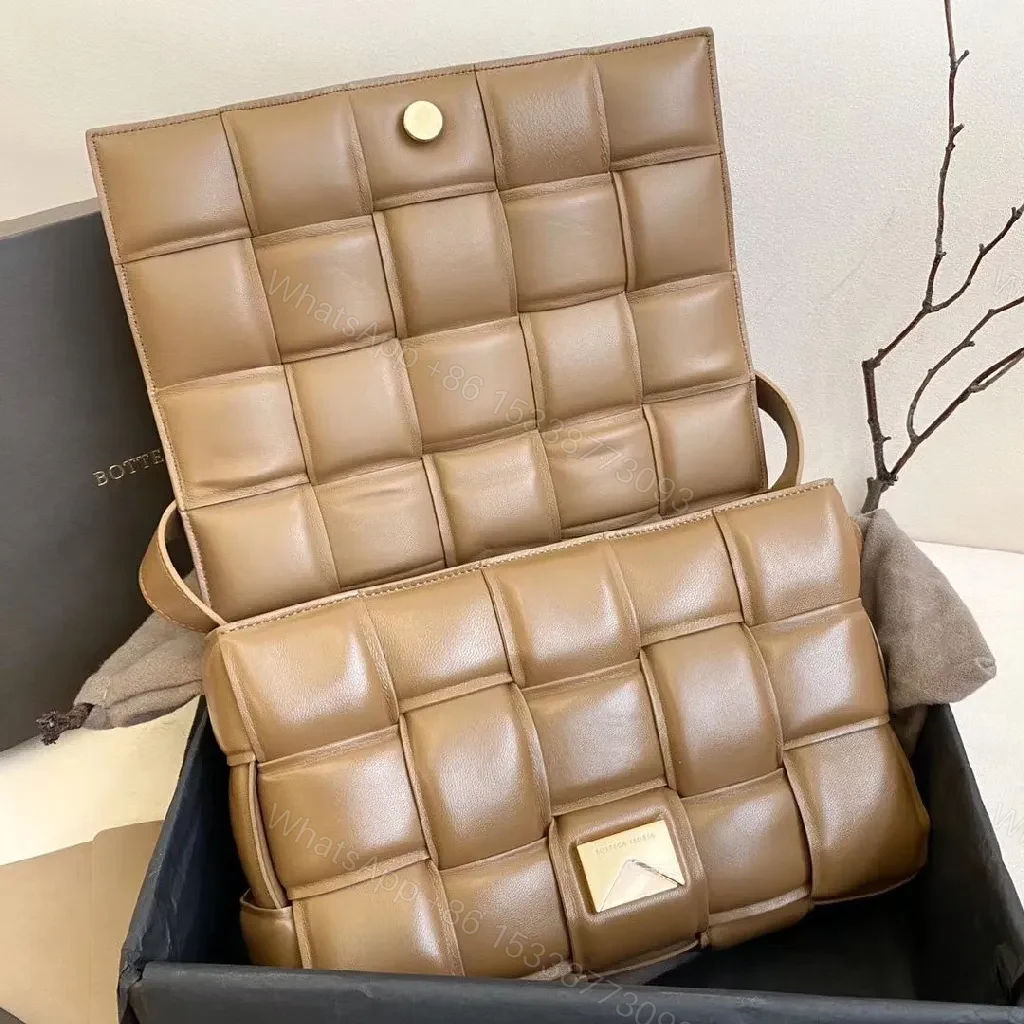View 3 of Warm Caramel Quilted Leather Crossbody Bag, Modern Minimalist