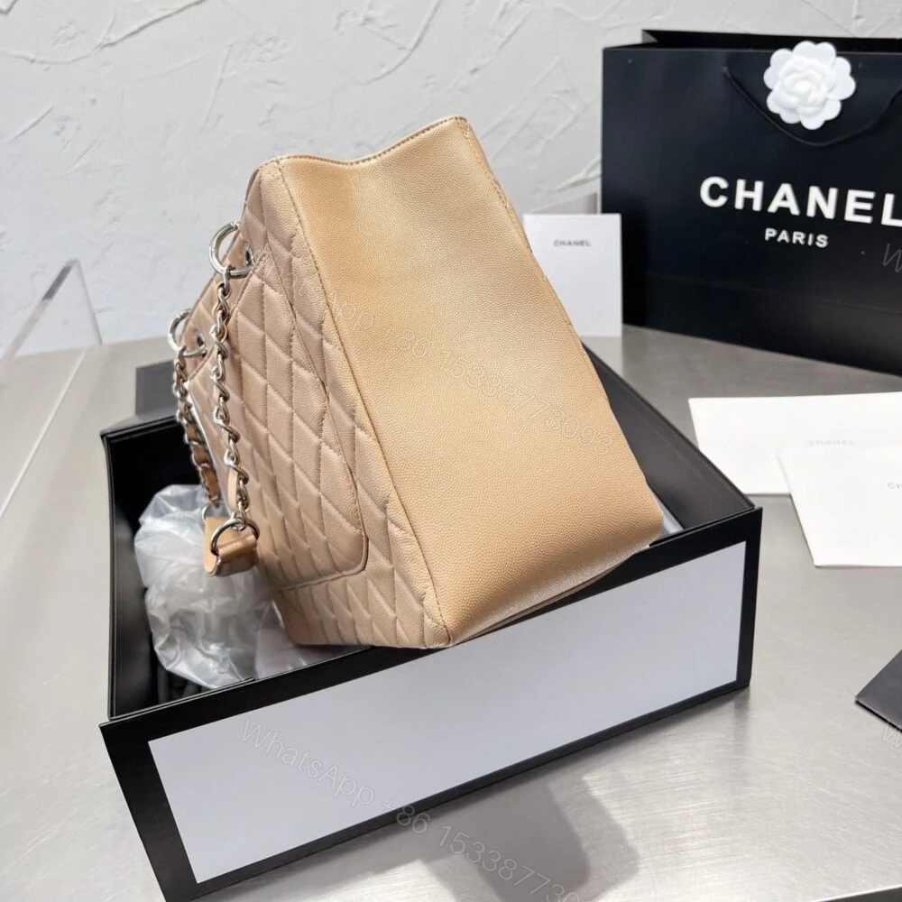 View 3 of Chanel Grand Shopping Bag Caviar Beige 34Cm