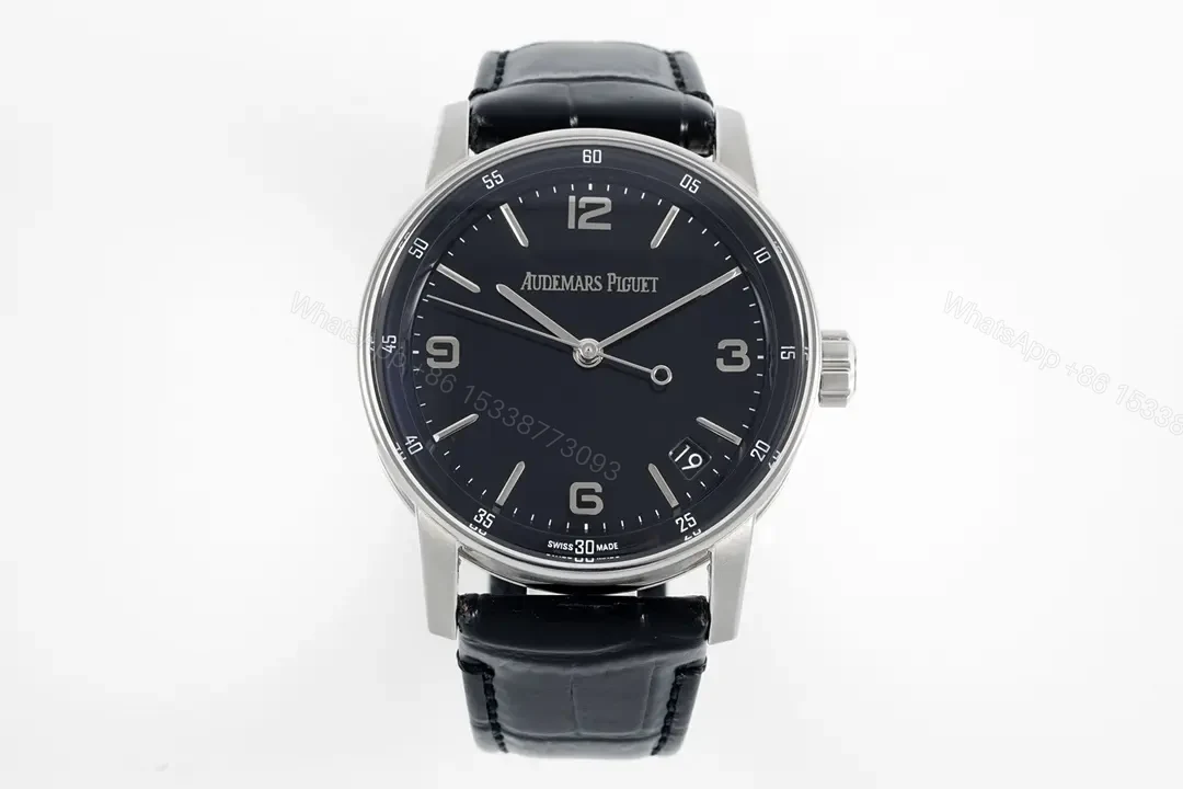 ZF Factory Audemars Piguet CODE 11.59 Blue Dial Three-Hand Automatic Watch – 41mm Stainless Steel Case with Black Leather Strap — view 1