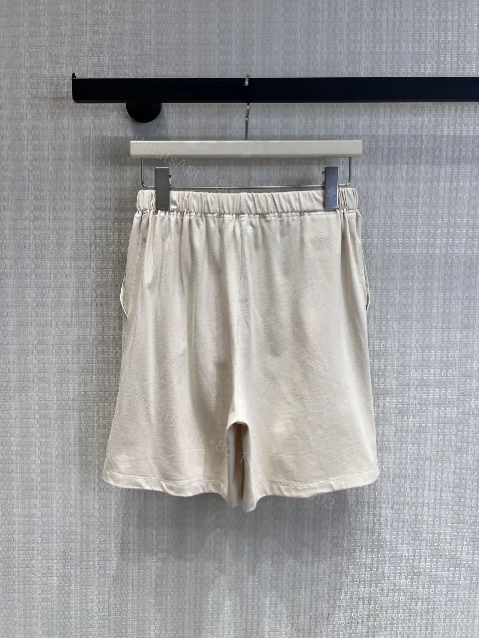 View 11 of Gray Cotton Shorts with Elastic Waist, Casual Style, Miu Miu Logo