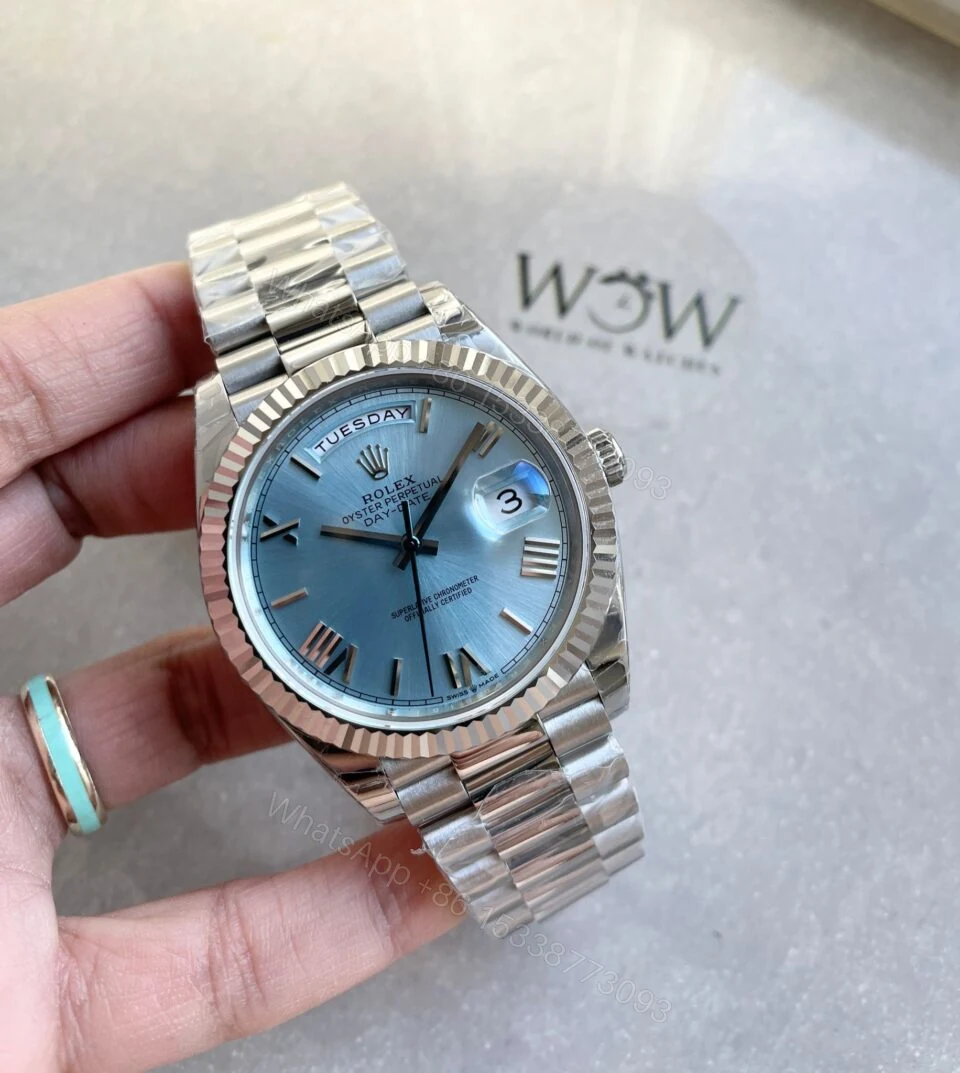 EWF Factory SS 1:1 Rolex Day Date II 228239 Best Edition Light Blue Dial A3255 — view 1