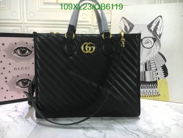 View 8 of Gucci Marmont Leather AAAA Copy Tote QB61194 – GG Design