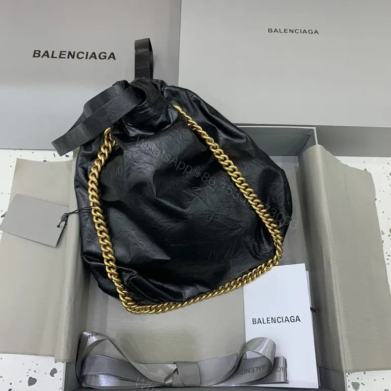 View 8 of Gold Chain Edge Chic Bag: Balenciaga-Inspired Drawstring"