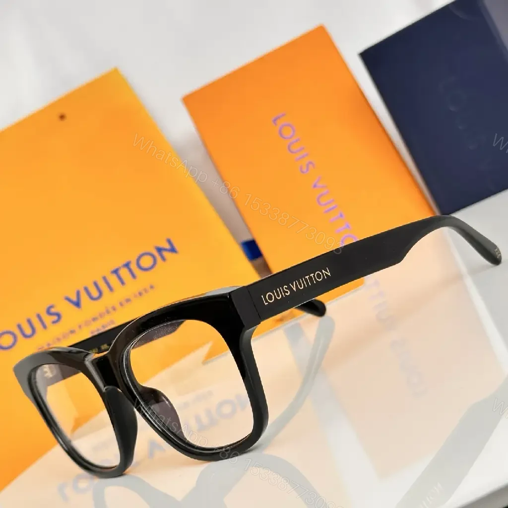 View 2 of Black Acetate Modern Frame with LV Detail Eyewear