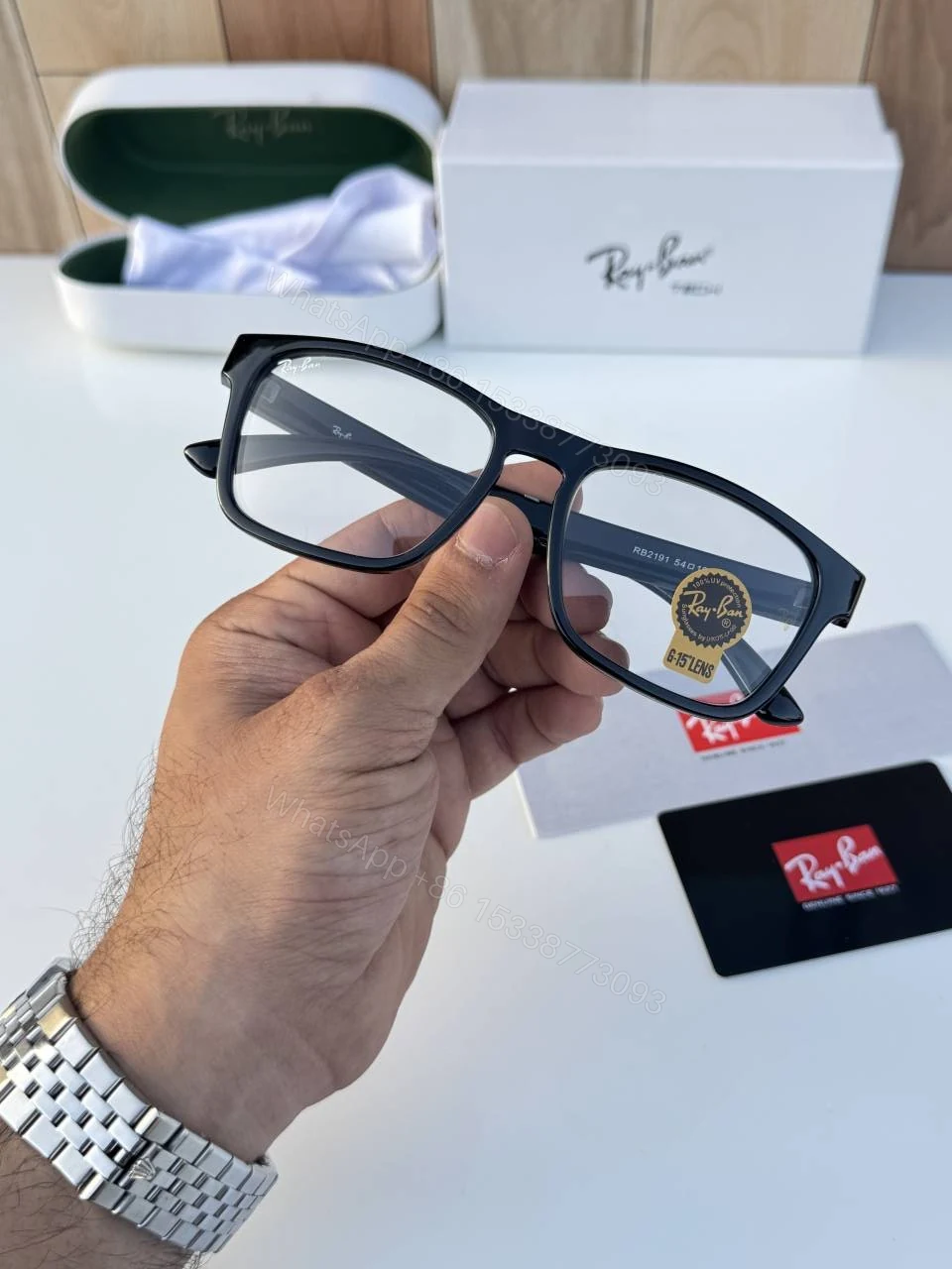 View 3 of First Copy Ray Ban 2191 Black Daylight Premium Designer Sunglasses UV Protection Luxury Eyewear