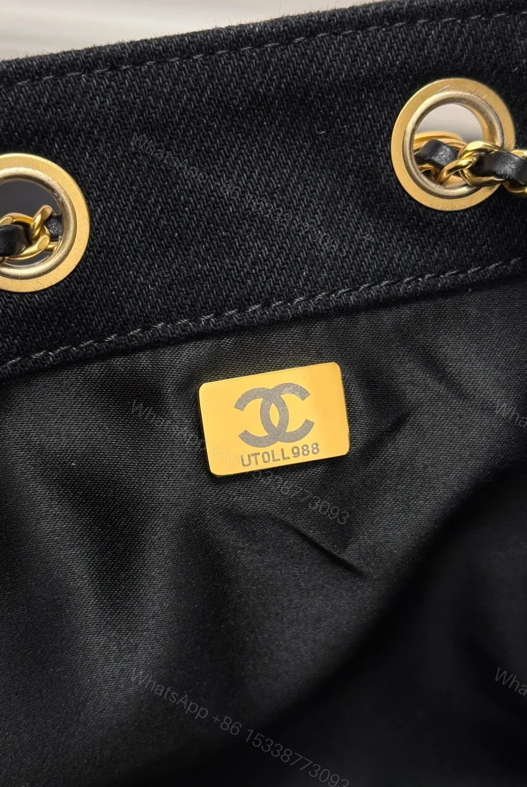 View 7 of CHANEL 25 Small IN BLACK-GRAY DENIM WITH GOLD HARDWARE