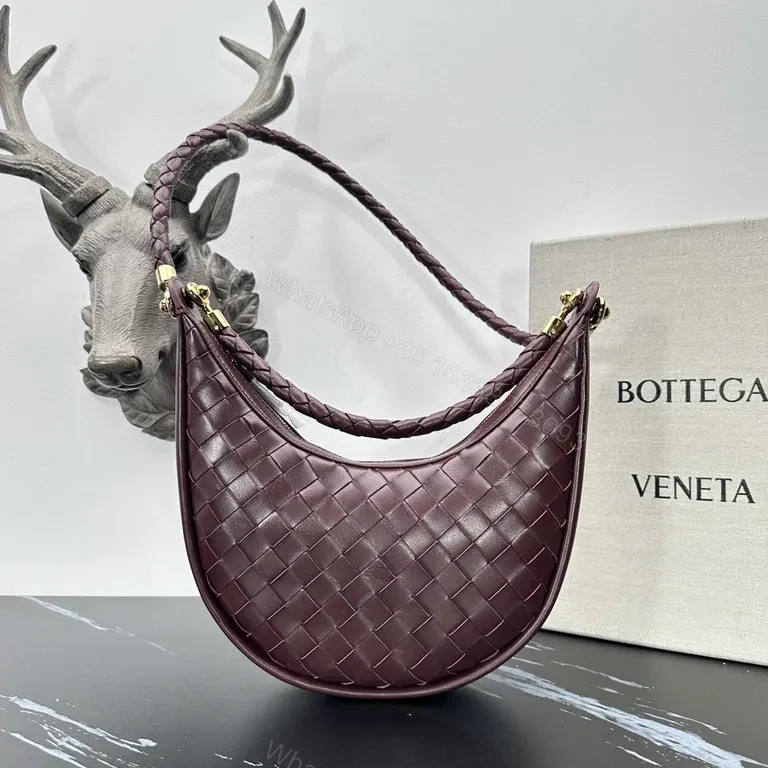 Chic Bottega-Style Crescent Bag: Woven Leather, Compact Luxury — view 1
