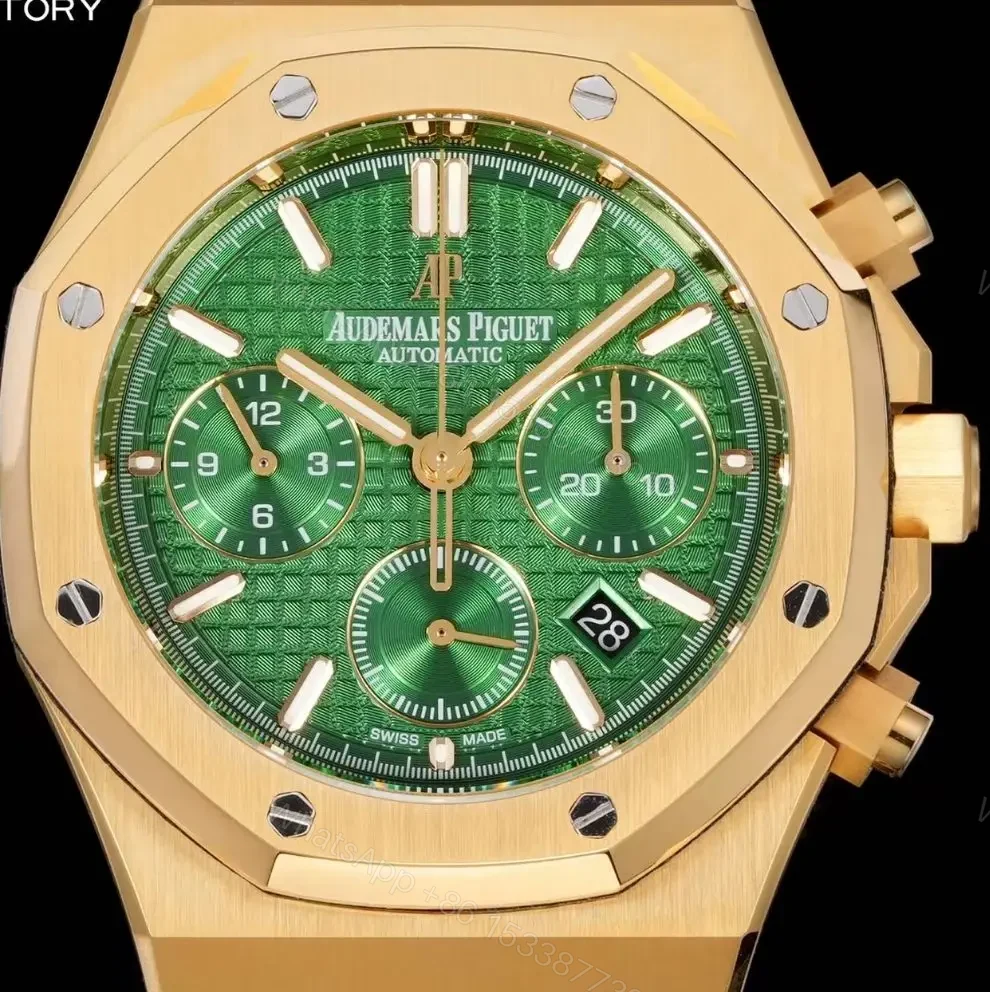 View 2 of Audemars Piguet Yellow Gold with Green Dial Replica