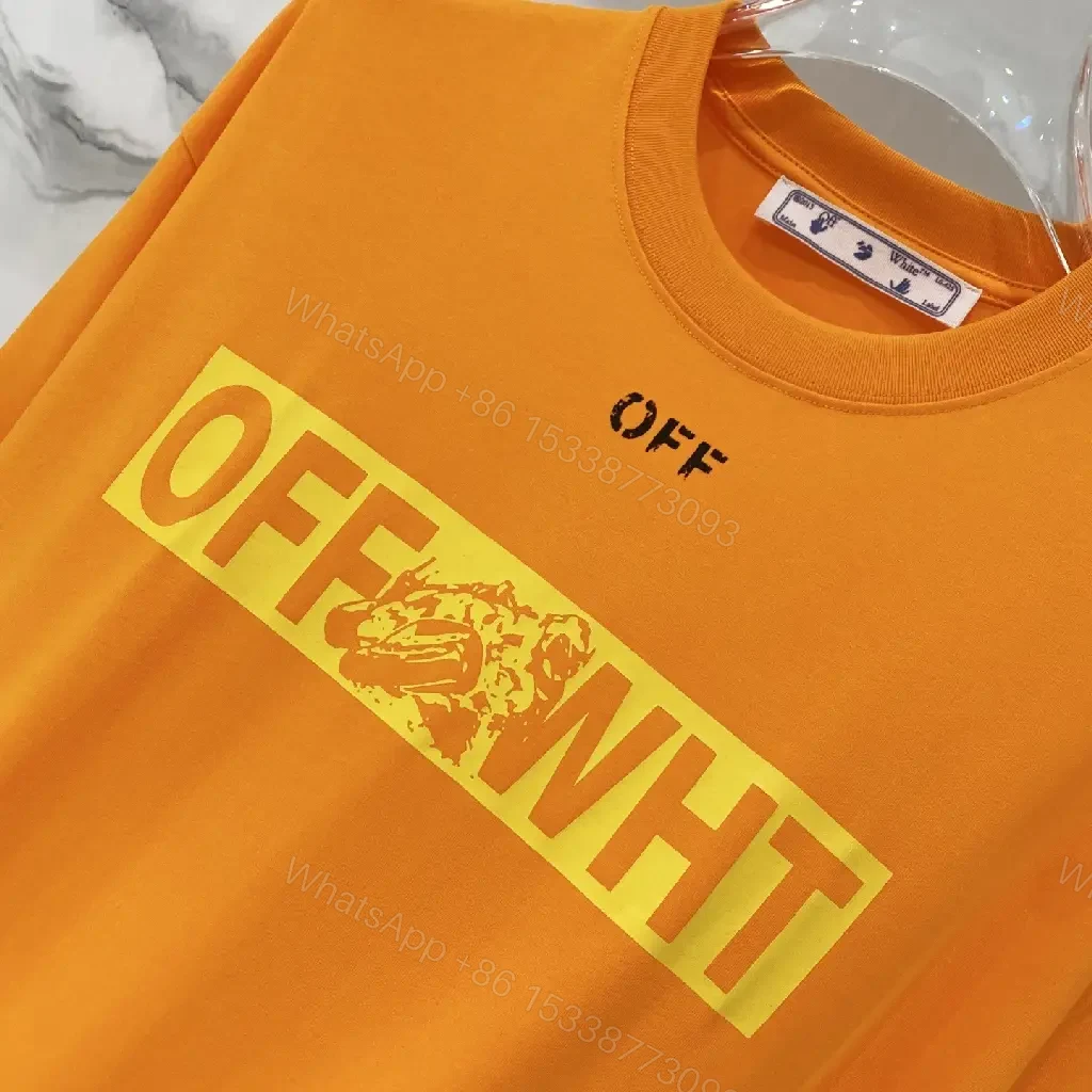 View 8 of Bright Orange Cotton-jersey Tee with Graphic Stripe - Premium Streetwear