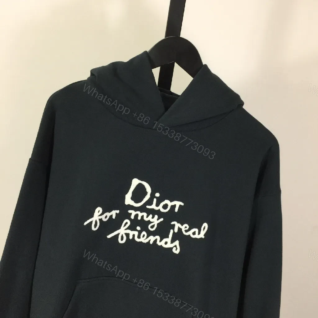 View 6 of White-on-Black Luxury Hoodie with Scripted Logo