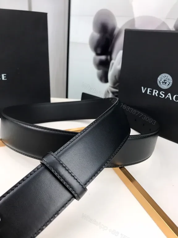 View 5 of Medusa Buckle Leather Belt: Premium Full-Grain Black Leather Belt