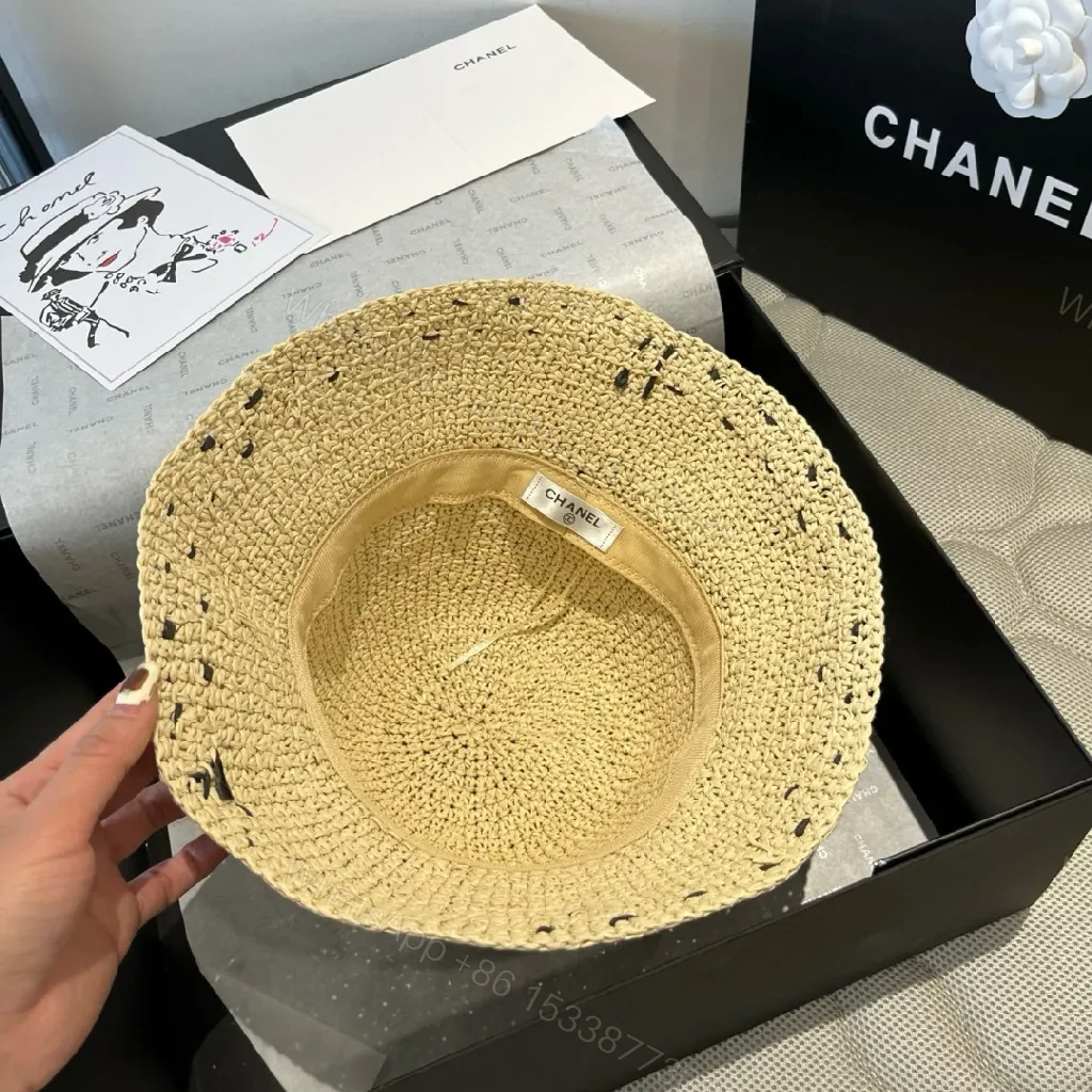 View 10 of Straw-Woven Hat: Couture Sun-Stapled Chanel-Style Brim