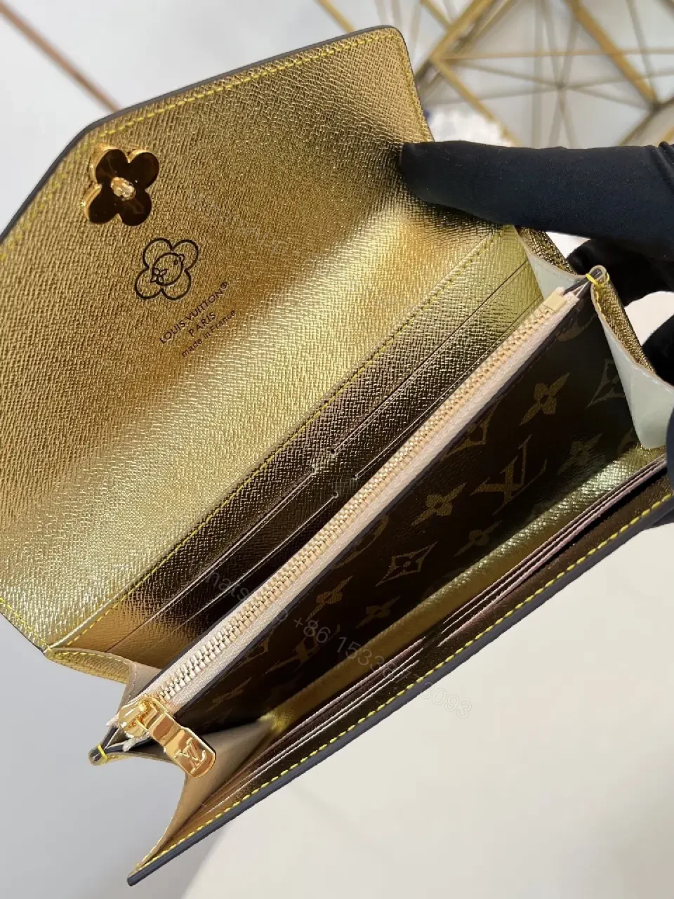 View 6 of Playful Monogram Wallet: Luxe Canvas, Whimsical Patches, Gold-Accent