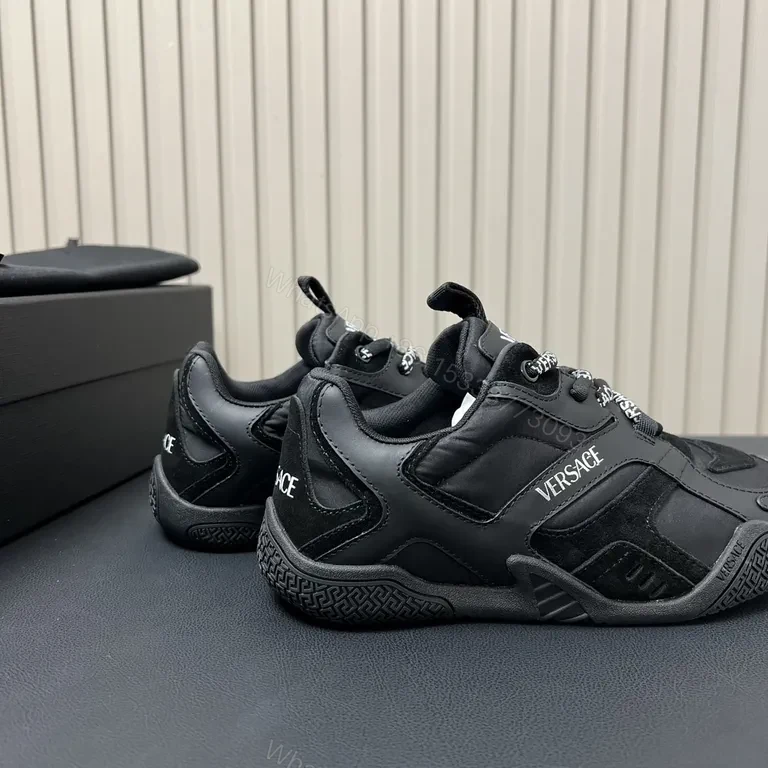View 2 of Black Versace-Inspired Luxe Sneaker: Subtle Branding, All-Day Comfort