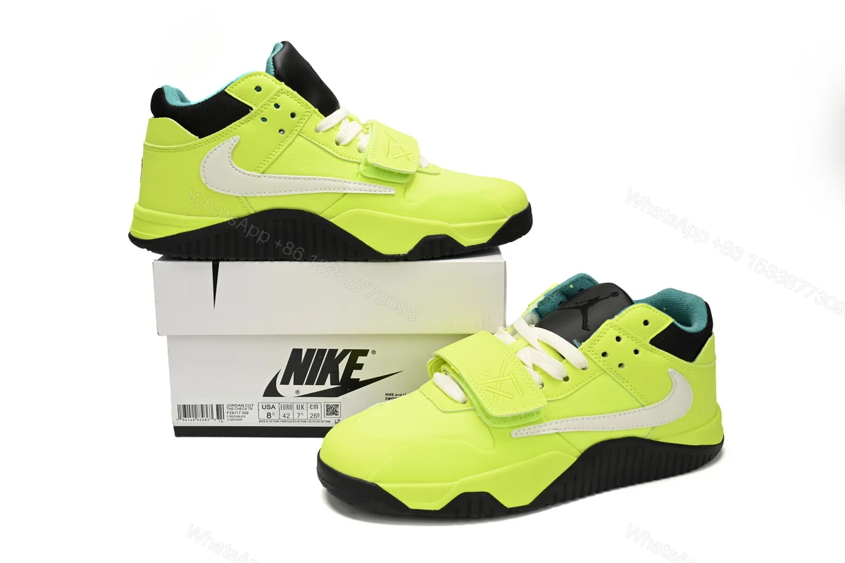 View 2 of Travis Scott x Jordan Cut The Check Nice Kicks Fluorescent Green FZ8117-309