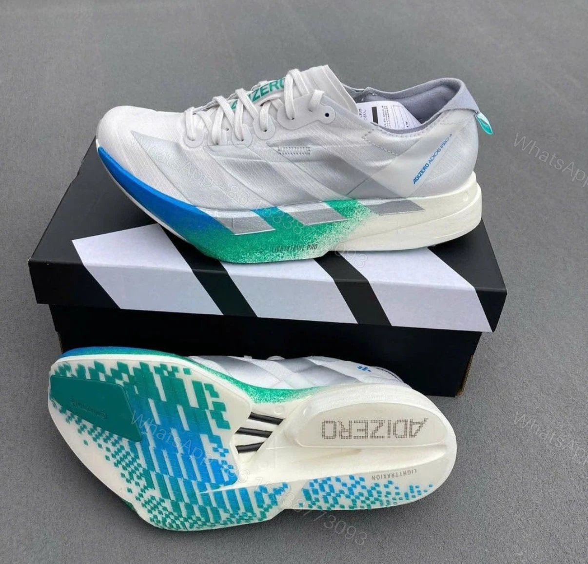 View 7 of First Copy Adidas Adios Berlin Silver Green Running Shoes for Men