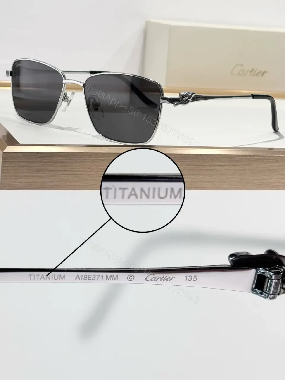 View 9 of Lux Titanium-Frame Sunglasses with Cartier Detailing