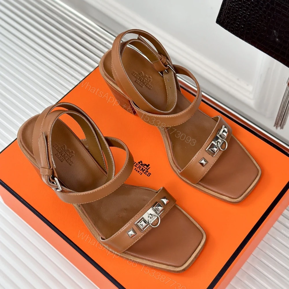 View 4 of 高仿Hermes*H241152Z20一字帶涼鞋棕色6.5CM免檢版
