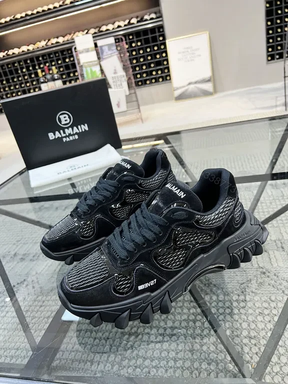 View 8 of Textured Black Balmain High-Top Sneakers: All-Day Comfort